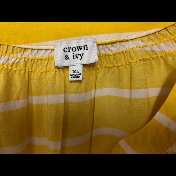 Bright yellow & white stripped Crown & Ivy top - Picture 5 of 5